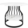 Ensemble table et chaises 80x80x76 cm table ronde avec 4 chaises en velours, plateau MDF effet marbre