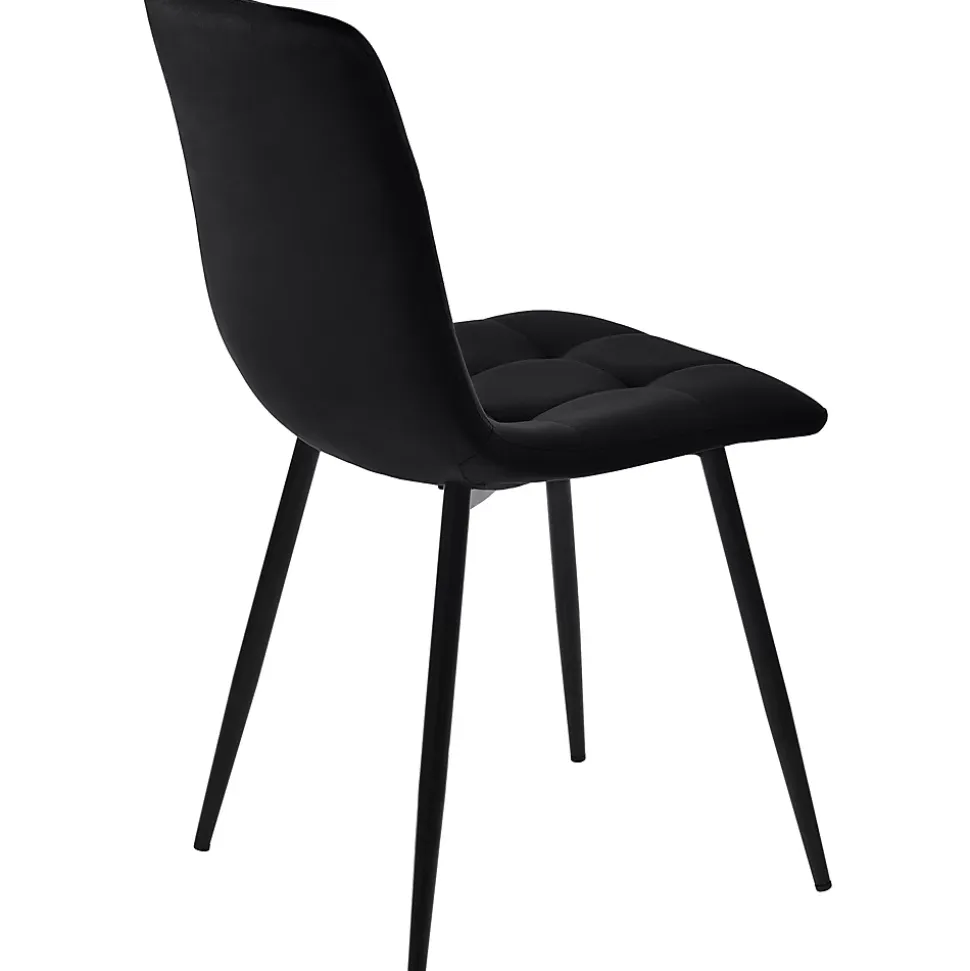 Ensemble table et chaises 140x80x75 cm avec 4 chaises assise rembourrée velours et structure métal