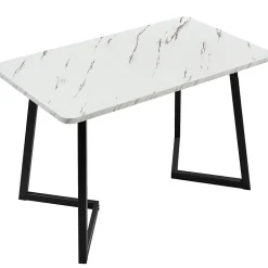 Ensemble Table et Chaises - Rectangulaire MDF avec 4 Chaises Velours, Pieds Métal Noir, Blanc & Vert Foncé, 117x68x75 cm