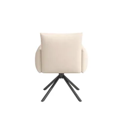 ensemble Table et Chaises Salle à Manger avec Table Extensible et 6 Chaises en Velours, 120/160 x 80 cm - Blanc et Beige