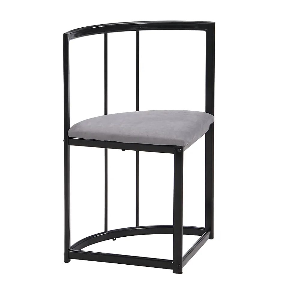 Ensemble table et chaises 180x90x75 cm avec 6 chaises, table MDF blanc, chaises velours gris, pied métal