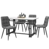 Ensemble table et chaises 120x70x75 cm avec 4 chaises table rectangulaire MDF pieds métal chaises velours gris