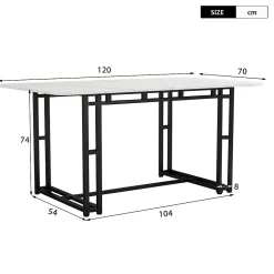 Ensemble table et chaises 120x70x75 cm avec 4 chaises table rectangulaire MDF pieds métal chaises velours gris
