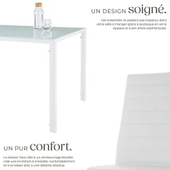 Ensemble table et chaises de salle à manger 5 pièces en Acier blanc