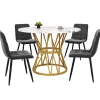 Ensemble table et chaises 100x76 cm avec 4 chaises assise rembourrée en velours, table ronde motif marbre et structure métal