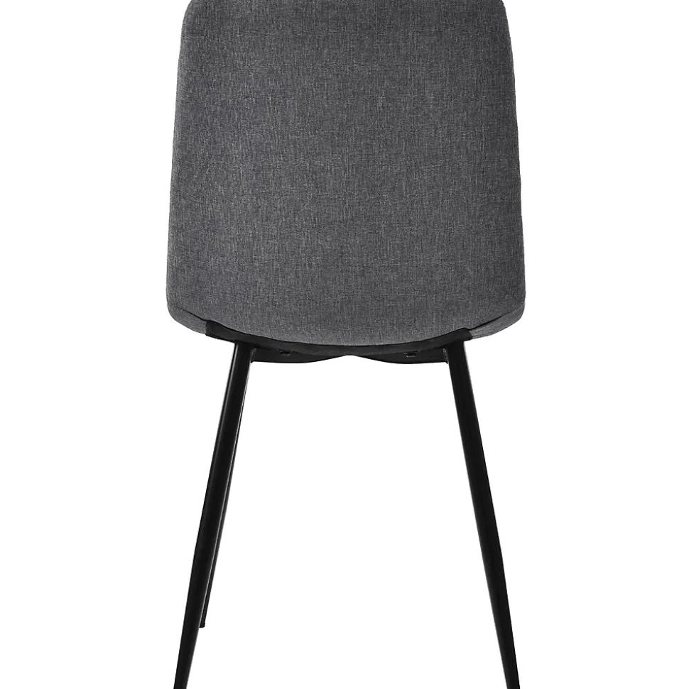 Ensemble table et chaises 117x68x75 cm avec 4 chaises, table MDF noyer, chaises rembourrées lin pieds métal