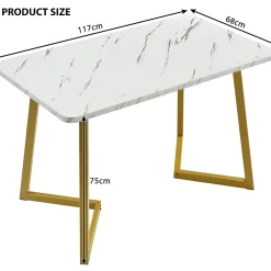 Ensemble Table et Chaises - Rectangulaire avec 4 Chaises Velours Rembourrées, MDF Métal, Beige, 117x68x75 cm