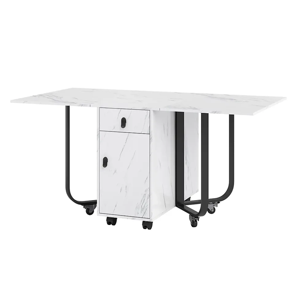 Ensemble table et chaises 150x80x76 cm avec 4 chaises assise rembourrée, table rectangulaire et structure métal