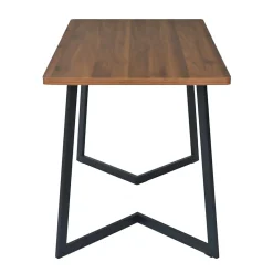 Ensemble table et chaises 117x68x75 cm avec 4 chaises, table rectangulaire MDF noyer, chaises velours