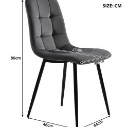 Ensemble table et chaises 117x68x75 cm avec 4 chaises, table rectangulaire MDF noyer, chaises velours