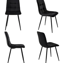 Ensemble table et chaises 140x80x75 cm avec 4 chaises, rectangulaire MDF effet marbre et assise velours
