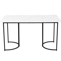 Ensemble table et chaises 140x80x75 cm avec 4 chaises, table rectangulaire MDF motif marbre, chaises velours