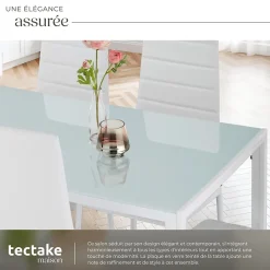 Ensemble table et chaises de salle à manger 7 pièces Acier blanc