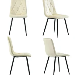 Ensemble table et chaises 117x68x75 cm avec 4 chaises rectangulaire plateau MDF effet marbre pieds métal doré