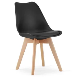 Ensemble table et chaises VALORA Artisan avec 4 chaises RIXK, pieds noirs et naturels NP