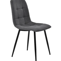 Ensemble table et chaises 140x80x75 cm avec 4 chaises, table rectangulaire MDF effet marbre gris et chaises en lin