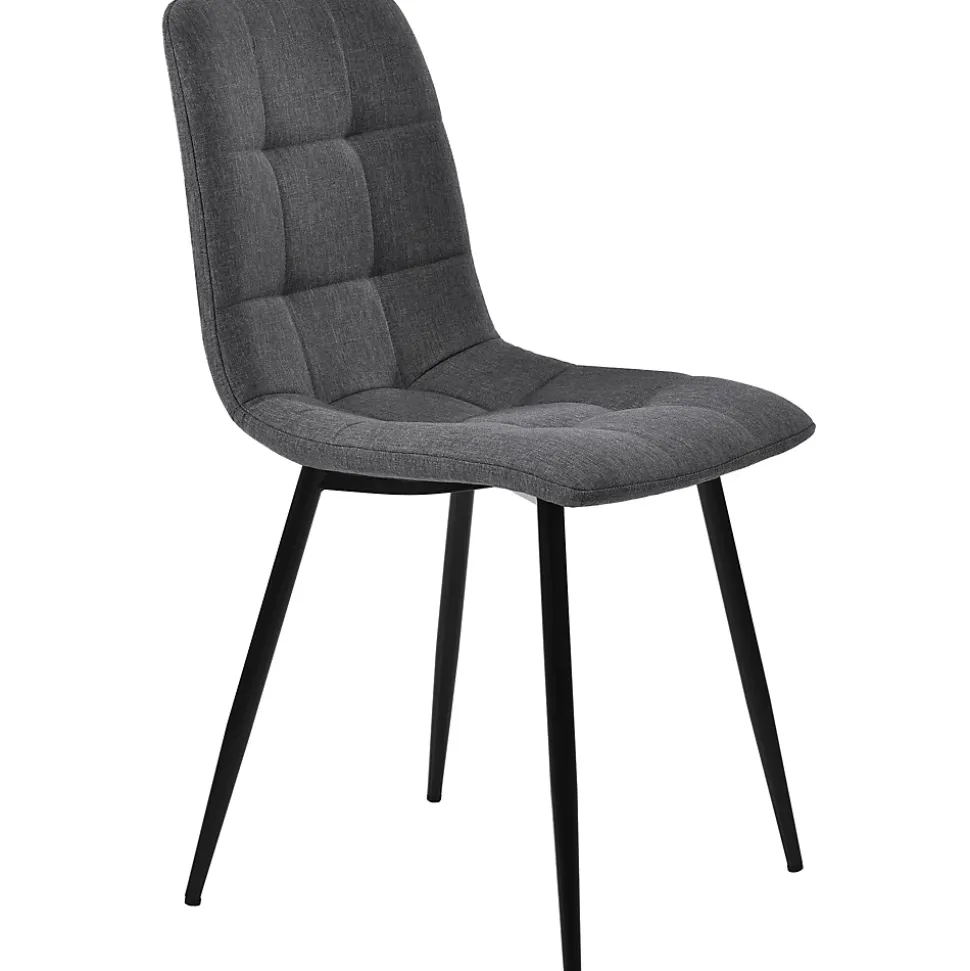 Ensemble table et chaises 140x80x75 cm avec 4 chaises, table rectangulaire MDF effet marbre gris et chaises en lin