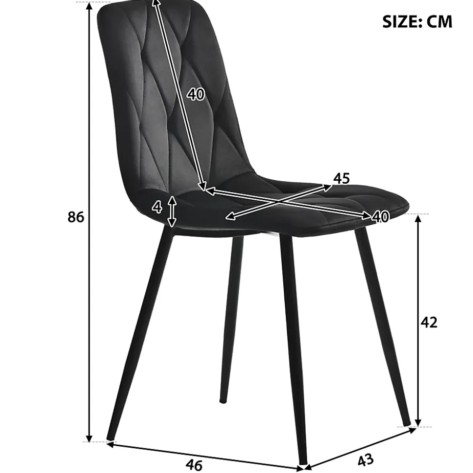 Ensemble table et chaises 117x68x75 cm rectangulaire en MDF avec 4 chaises velours noir, pieds métal doré