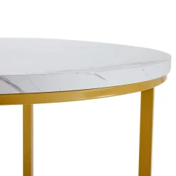 Ensemble Table et Chaises de Salle à Manger pour 4 Personnes, Table Blanche avec Chaises en Velours et Pieds Dorés, 80x80x75 cm