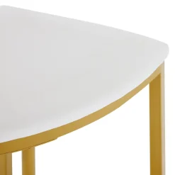 Ensemble Table et Chaises de Salle à Manger pour 4 Personnes, Table Blanche avec Chaises en Velours et Pieds Dorés, 80x80x75 cm