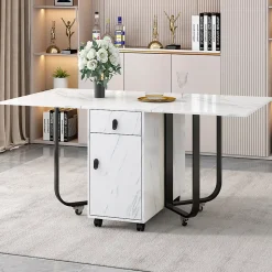 Ensemble table et chaises 150x80x76 cm avec 4 chaises assise rembourrée en velours, pieds métal