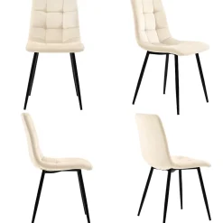 Ensemble table et chaises 140x80x75 cm avec 4 chaises velours gris, plateau MDF effet marbre et pieds métal