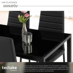 Ensemble table et chaises de salle à manger 5 pièces en Acier noir
