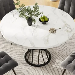 Ensemble table et chaises 80x80x76 cm avec 4 chaises en velours, table carrée structure métal plateau marbré