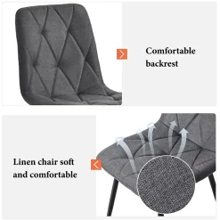 Ensemble Table et Chaises - Table Rectangulaire et Chaises Lin, Pieds Métal Doré, MDF Salle à Manger, 117x68x75 cm, Gris