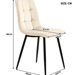 Ensemble Table et Chaises - Table Rectangulaire avec 4 Chaises Rembourrées en Velours, Métal et MDF, Gris/Beige - 140x80x75 cm