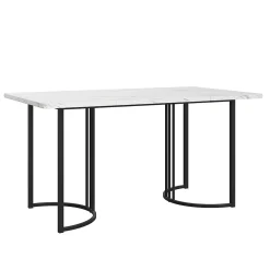 Ensemble table et chaises 140x80x75 cm avec 6 chaises table rectangulaire, structure métal et assise velours