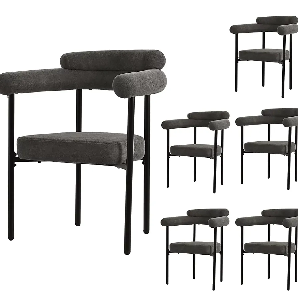 Ensemble table et chaises 140x80x75 cm avec 6 chaises table rectangulaire, structure métal et assise velours