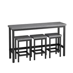 Ensemble table et chaises 148x40x90 cm avec 3 chaises hautes, structure métal et plateau MDF, style moderne