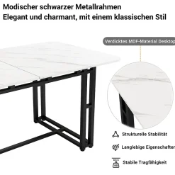 Ensemble Table et Chaises - Table Rectangulaire en MDF avec 4 Chaises en Velours, Pieds Métal Noir - Blanc et Vert Foncé
