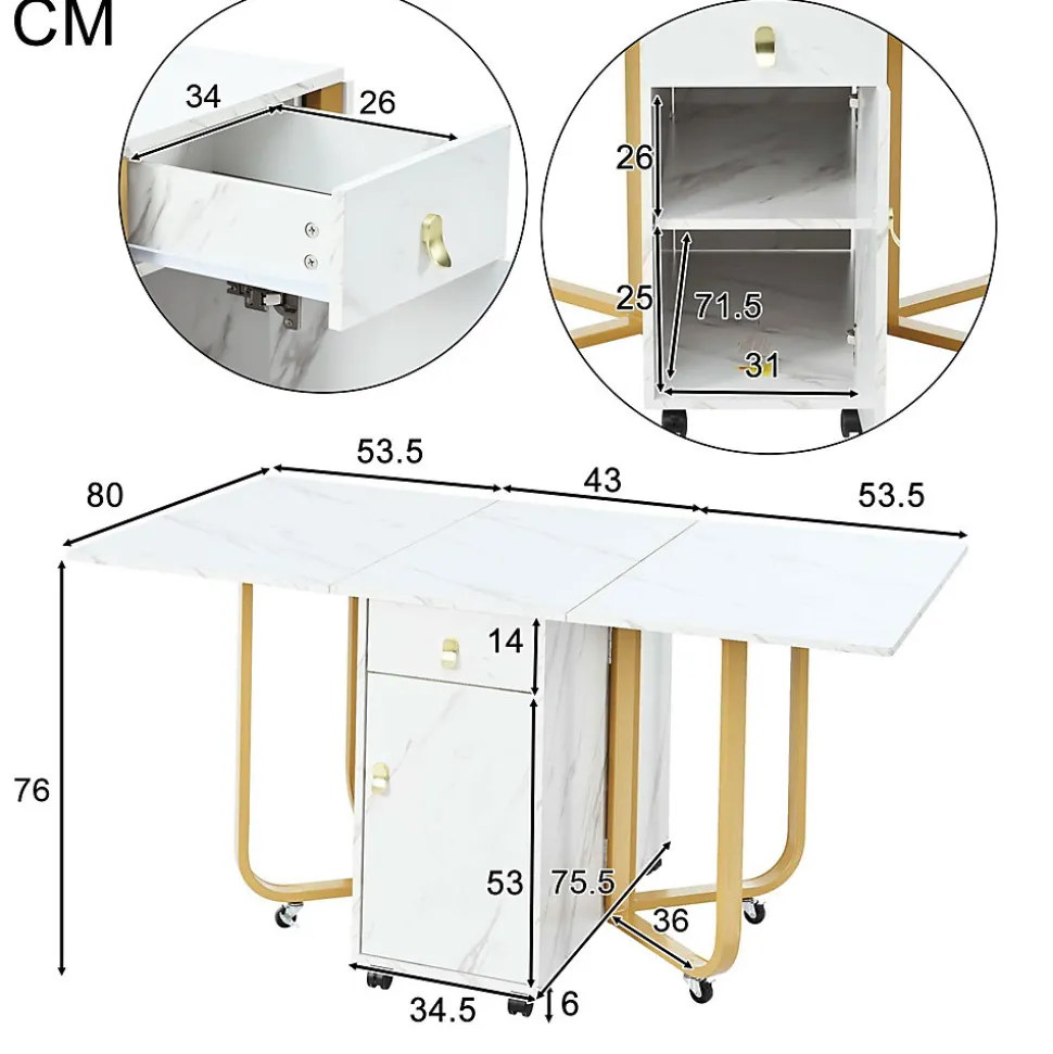 Ensemble table et chaises 150x80x76 cm avec 4 chaises rembourrées velours, plateau MDF blanc et pieds métal