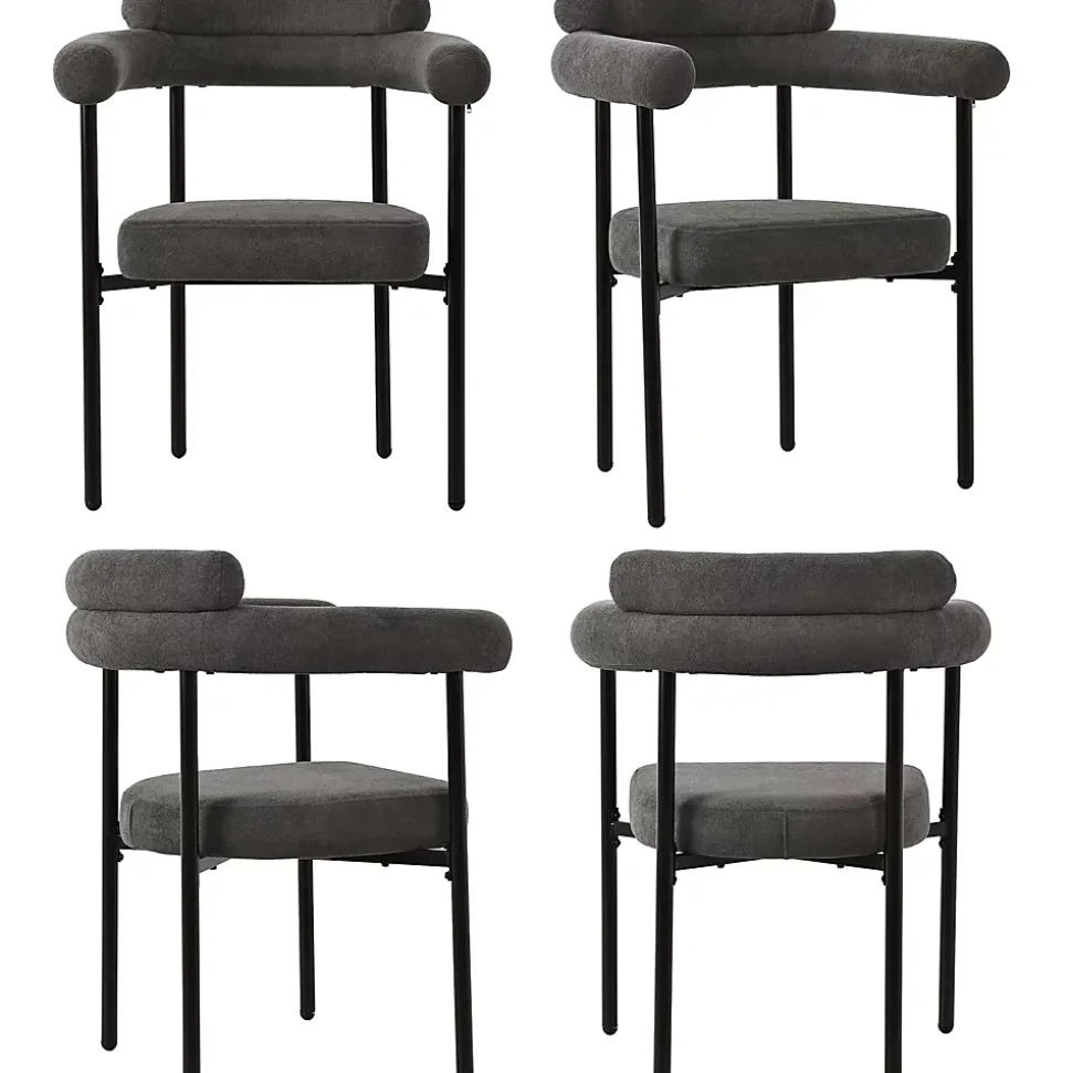 Ensemble table et chaises 140x80x75 cm avec 4 chaises assise en velours et structure métal, style moderne