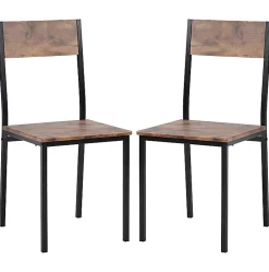 Ensemble table et chaises 108x65x75 cm avec 4 chaises table rectangulaire structure métal finition brun