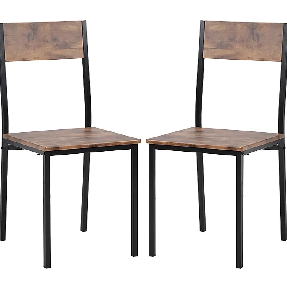 Ensemble table et chaises 108x65x75 cm avec 4 chaises table rectangulaire structure métal finition brun
