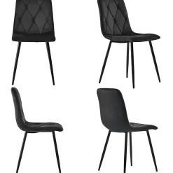 Ensemble table et chaises table ronde 100x75 cm avec 4 chaises en velours vert et pieds métal dorés
