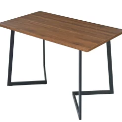 Ensemble table et chaises 117x68x75 cm avec 4 chaises en velours, plateau MDF noyer et pieds métal
