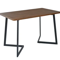 Ensemble table et chaises 117x68x75 cm avec 4 chaises en velours, plateau MDF noyer et pieds métal