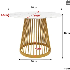 Ensemble table et chaises 80x76 cm avec 4 chaises, table ronde plateau effet marbre et chaises en velours