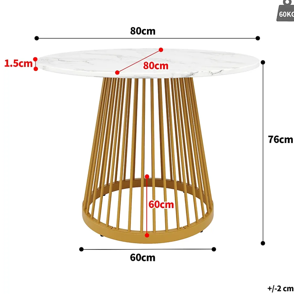 Ensemble table et chaises 80x76 cm avec 4 chaises, table ronde plateau effet marbre et chaises en velours