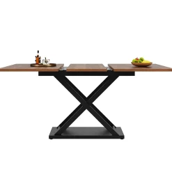 Ensemble table et chaises 120x80x75 cm extensible à 160 cm avec 4 chaises assise velours, structure métal