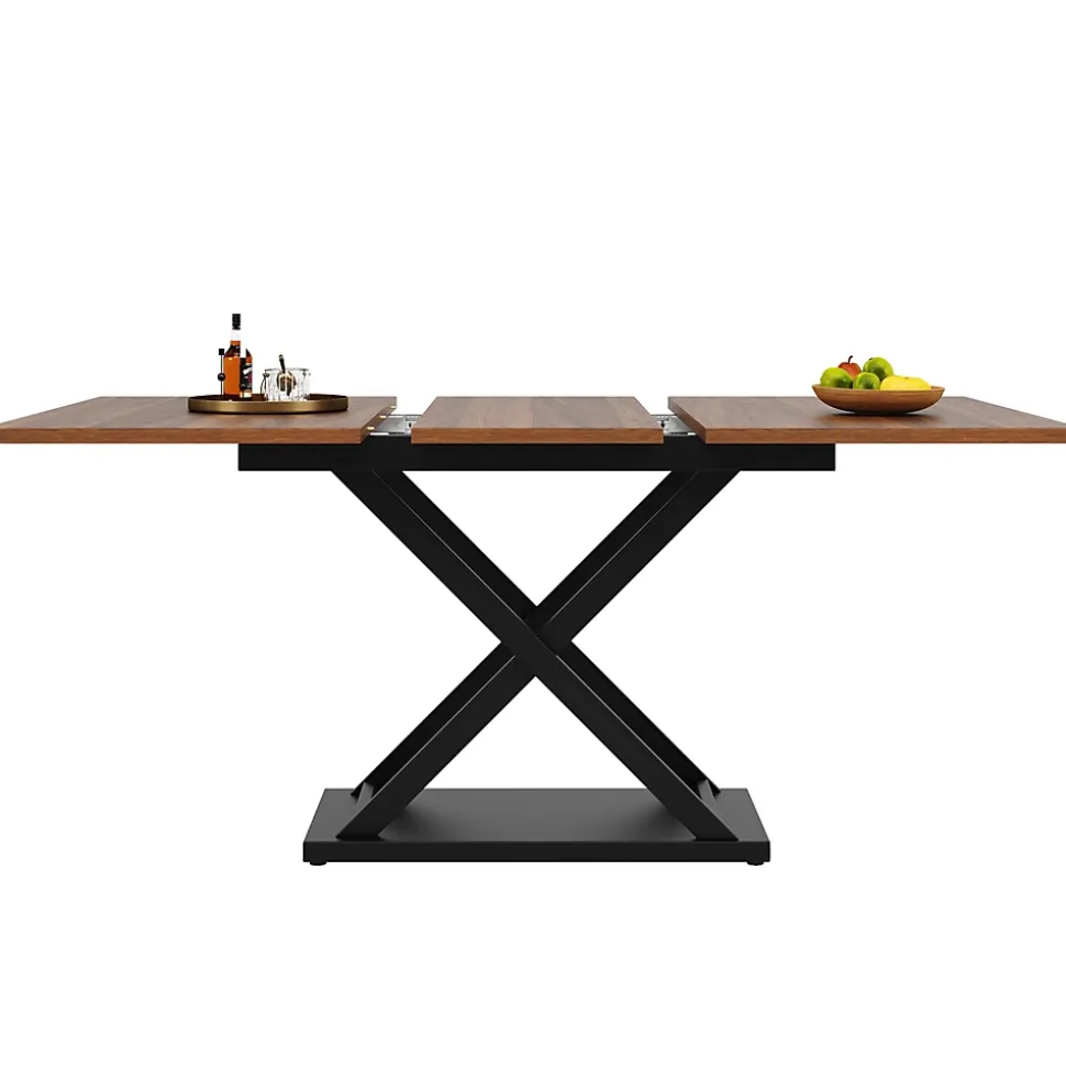 Ensemble table et chaises 120x80x75 cm extensible à 160 cm avec 4 chaises assise velours, structure métal