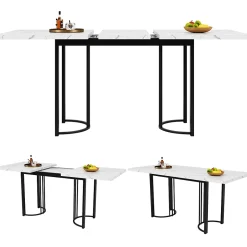 Ensemble table et chaises 140x80x75,5 cm avec 4 chaises velours, table extensible 140 à 179,5 cm métal