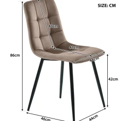 Ensemble table et chaises 117x68x75 cm avec 4 chaises en velours marron, table rectangulaire pieds métal doré