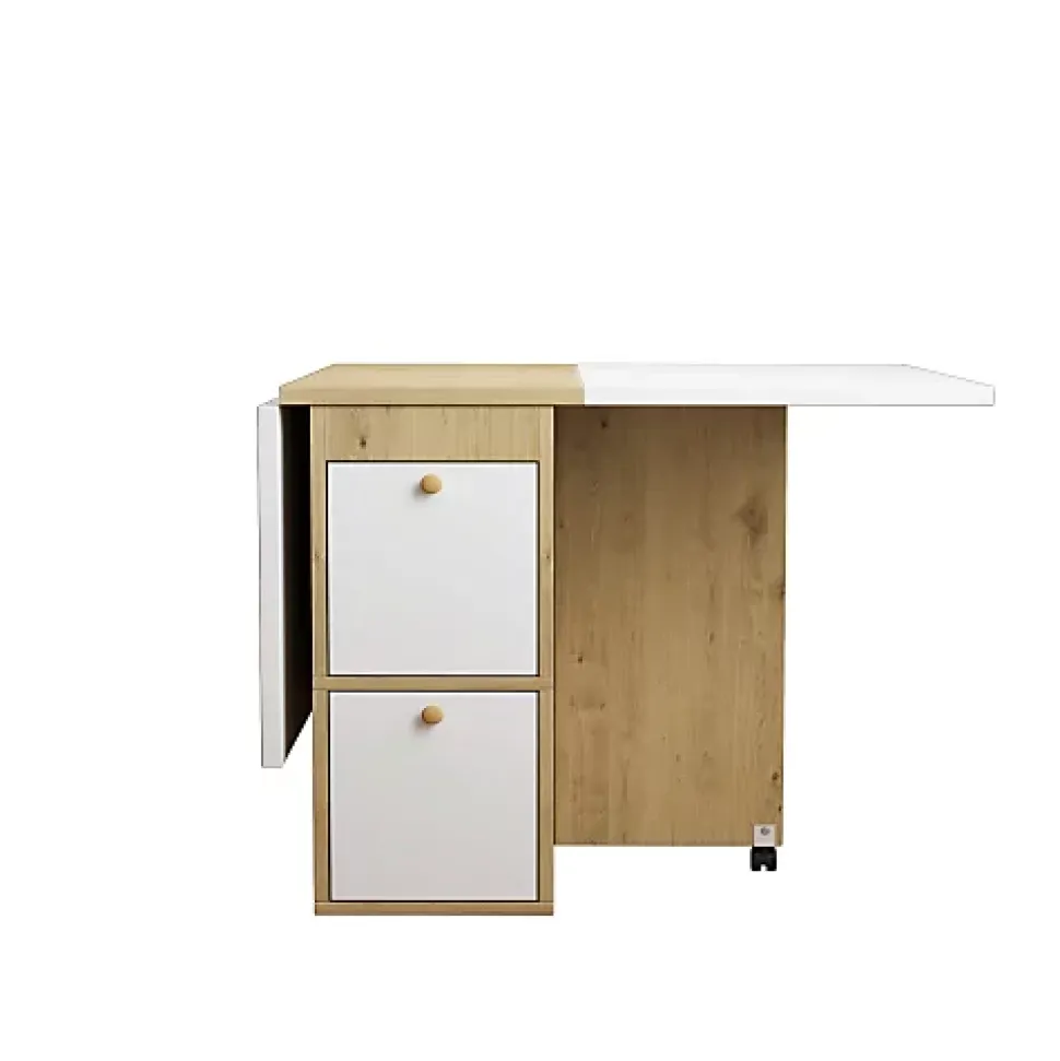 Ensemble table extensible 120x80 cm avec 4 chaises pliantes blanc et chêne pour salle à manger moderne