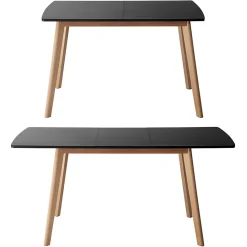 Ensemble table extensible 120/160cm HELGA et 4 chaises NORA noir - HAPPY GARDEN