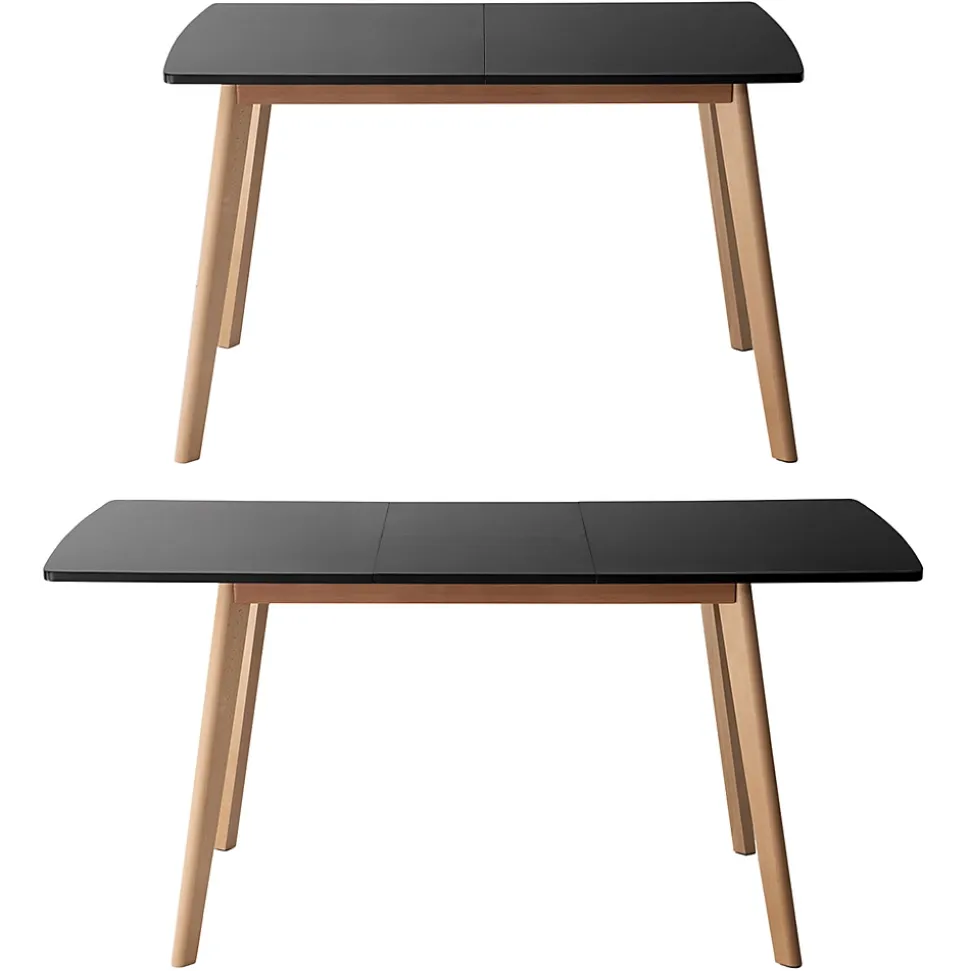 Ensemble table extensible 120/160cm HELGA et 4 chaises NORA noir - HAPPY GARDEN